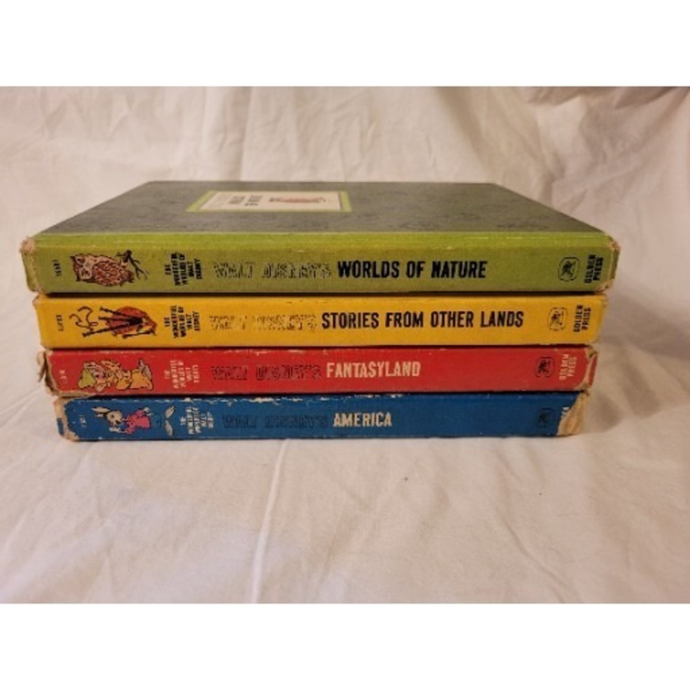Lot Of 4 Vintage Walt‎ Disney Books 1955 Hardcover Fantasyland America Nature